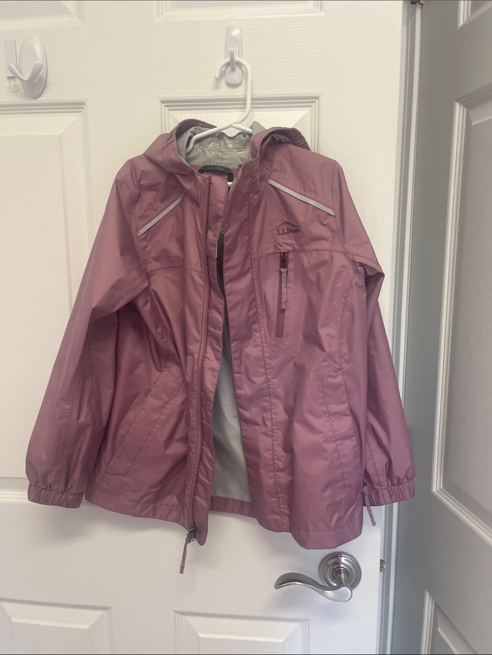 L.L. Bean Girls' Dusty Rose Hooded Raincoat